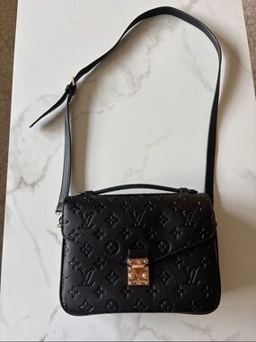 OTHER ✨ Black Embossed Monogram Crossbody with Gold Lock